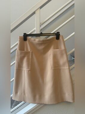 Zara Tan Beige A-Line Mini Skirt with Patch Pockets Size L